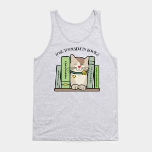 Lose Yourself in Books Library Cat Tank Top